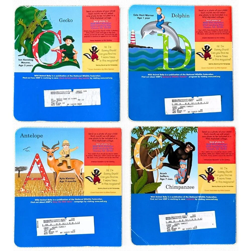 NATIONAL WILDLIFE FEDERATION Wild Animal Baby Book Magazine Bundle Ages 2-4 EUC